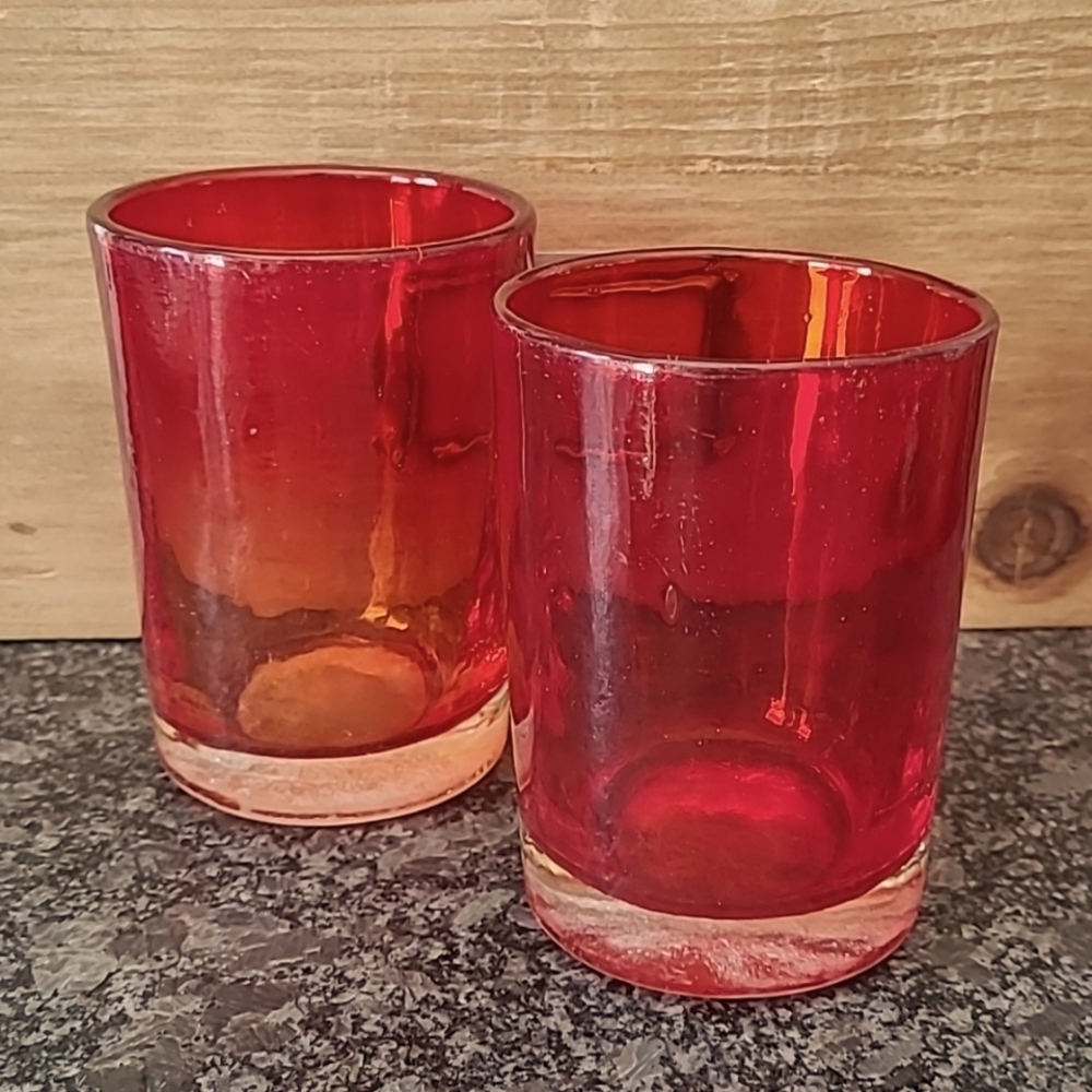 Handblown "Sunset" Glasses - Candle Holders